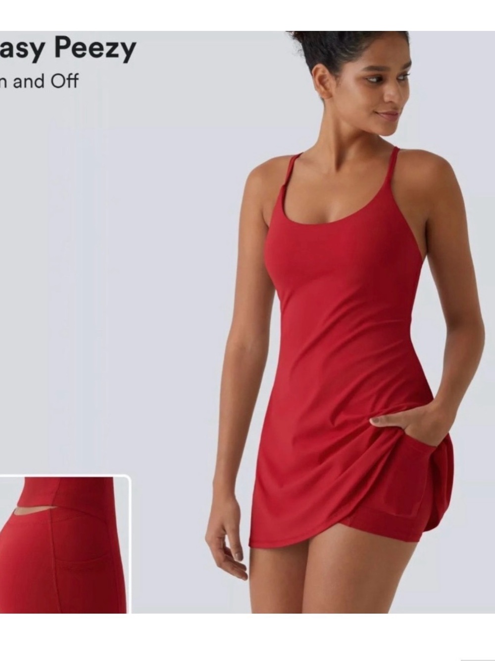 HALARA Red sports dress with shorts and pockets